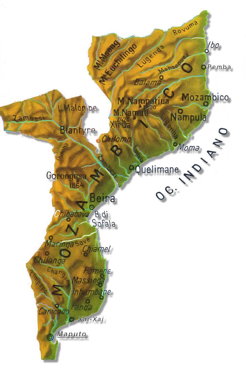 cartina fisica mozambico