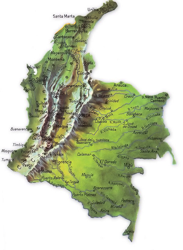 cartina fisica colombia