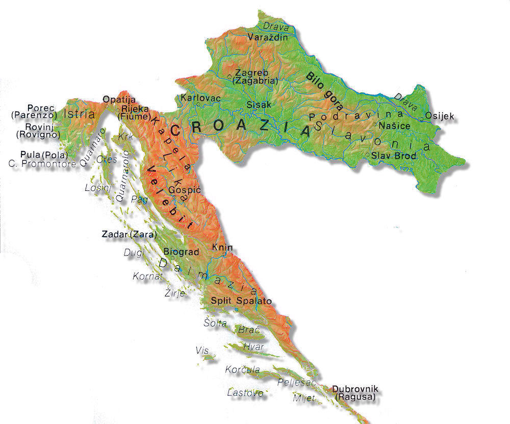 cartina fisica croazia