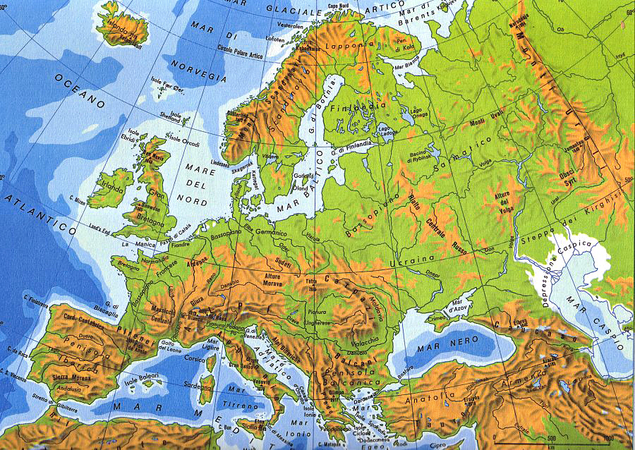 cartina europa fisica