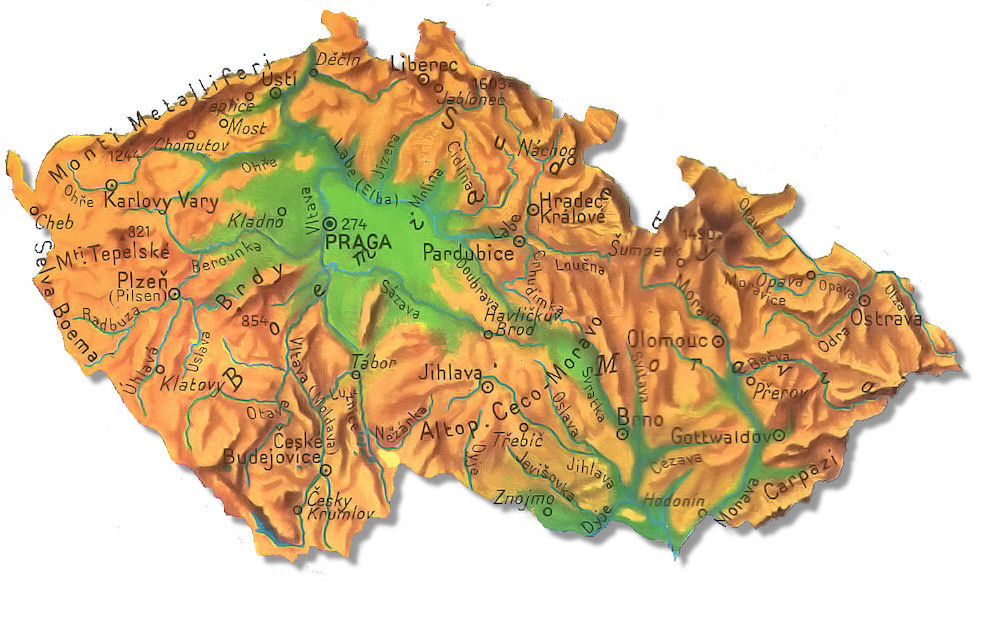 cartina fisica repubblica ceca