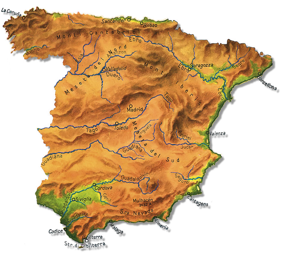 cartina fisica spagna