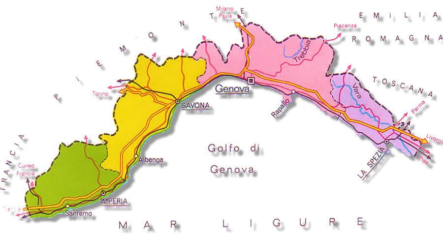 cartina politica liguria