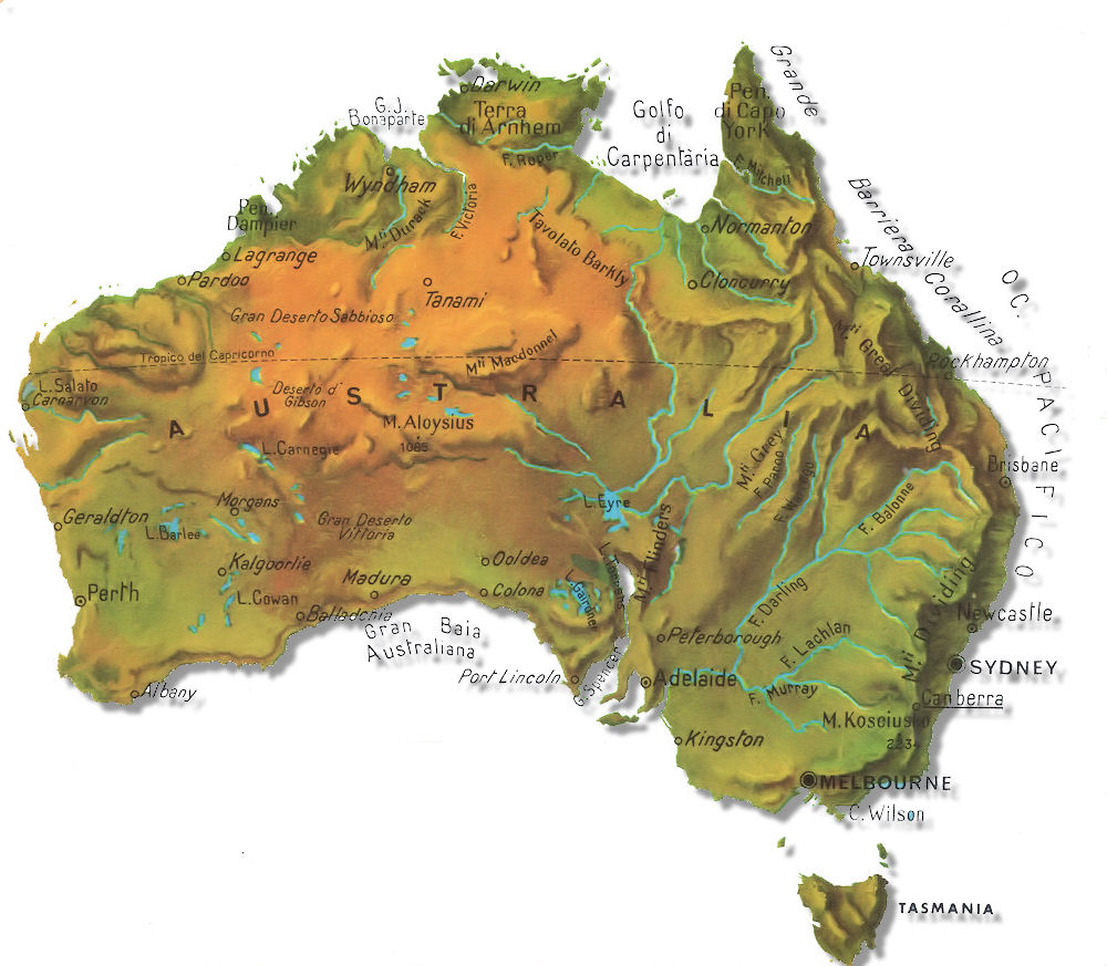 cartina fisica australia