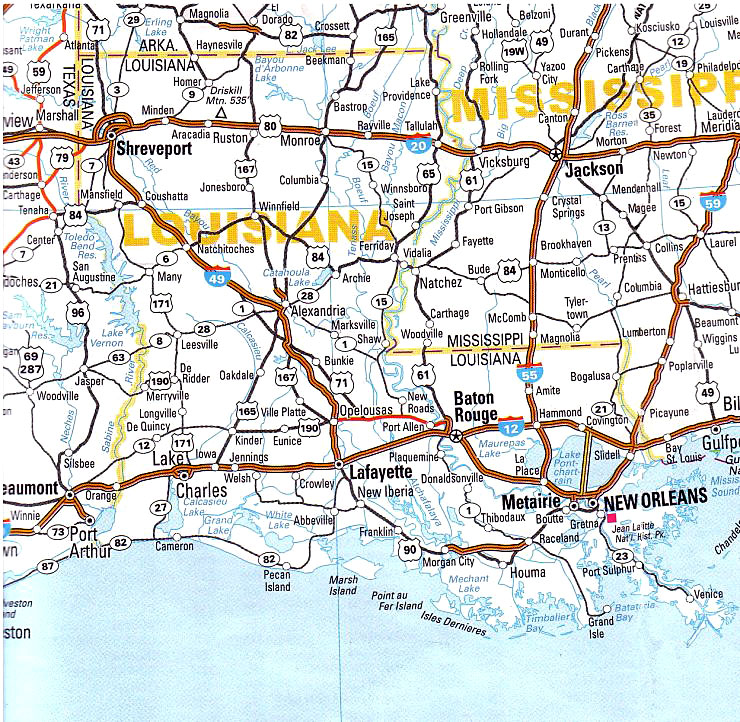 cartina stradale louisiana