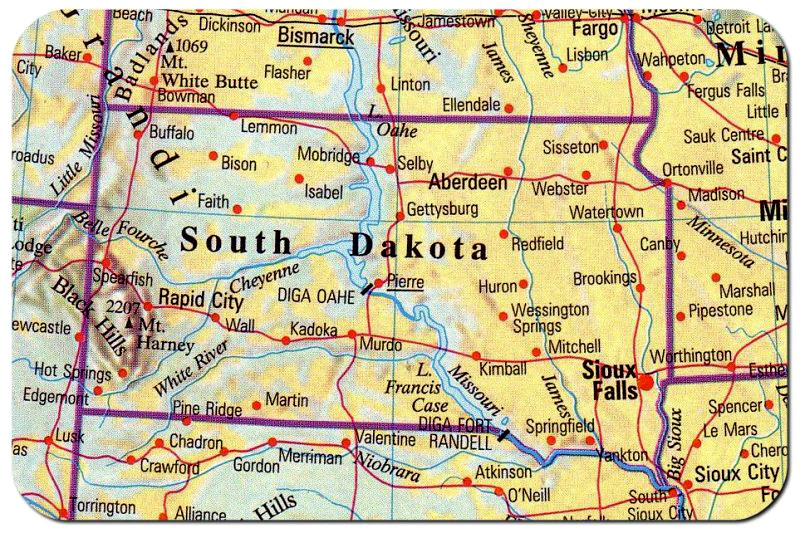 cartina dakota del sud o south dakota