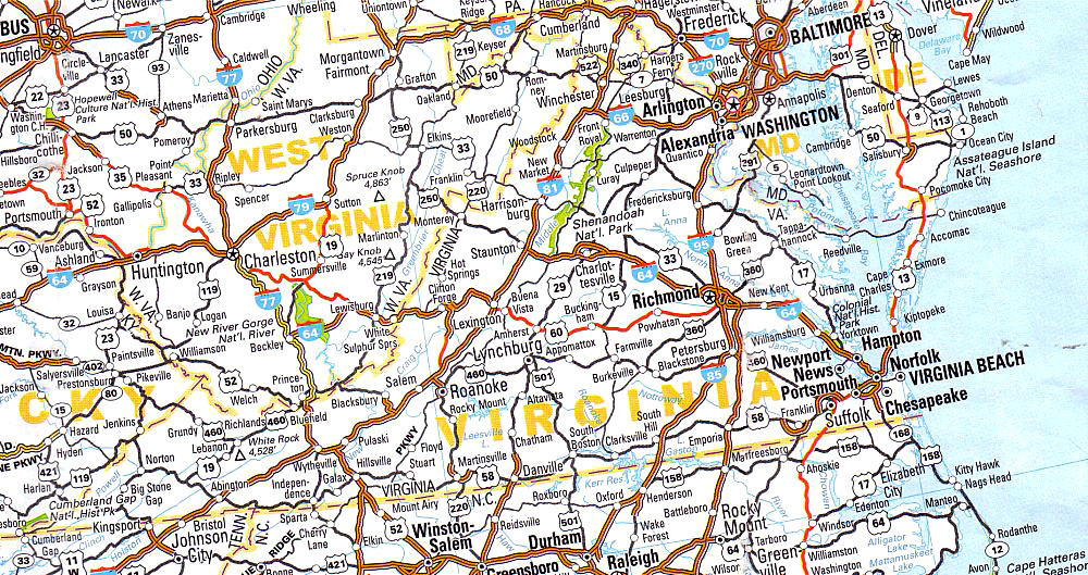 cartina stradale Virginia