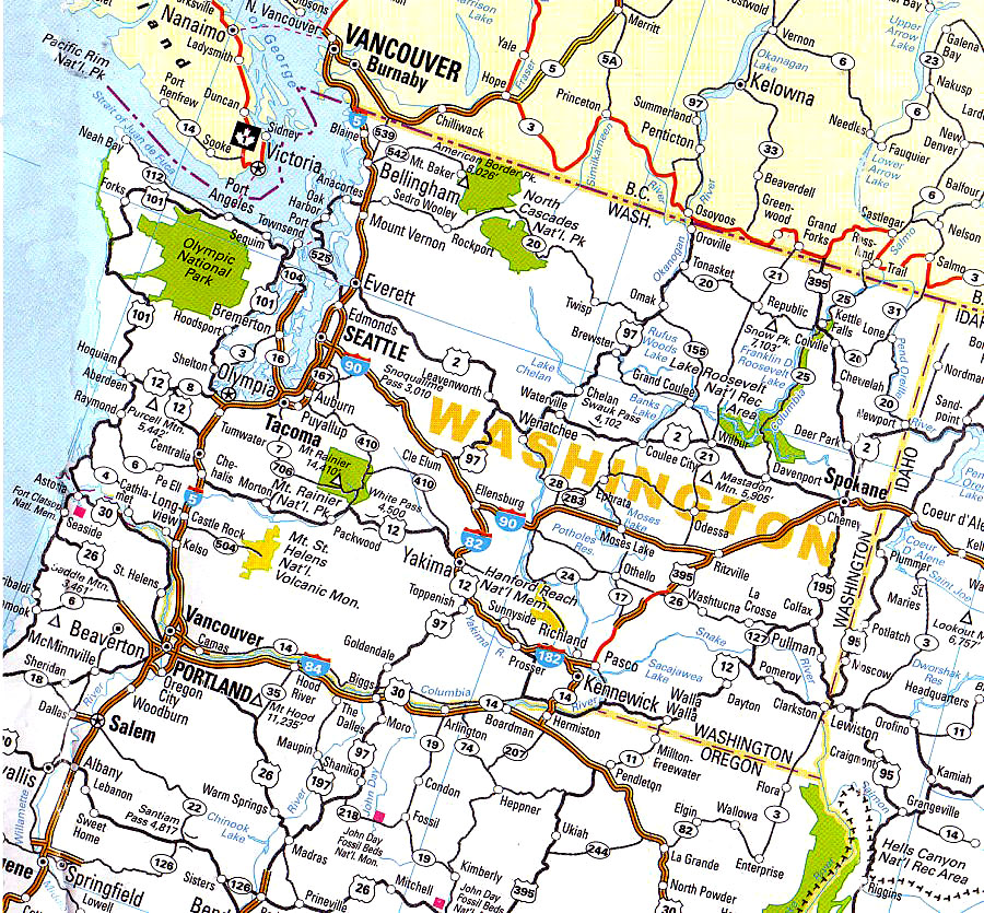 cartina stradale stato di washington
