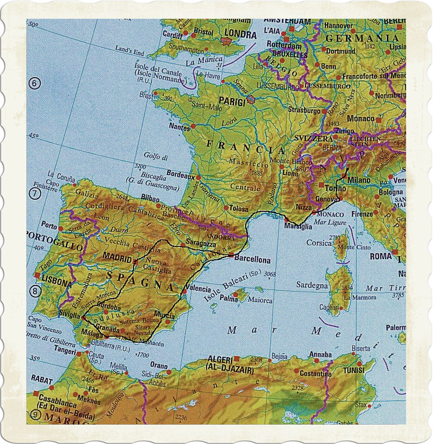cartina viaggio spagna